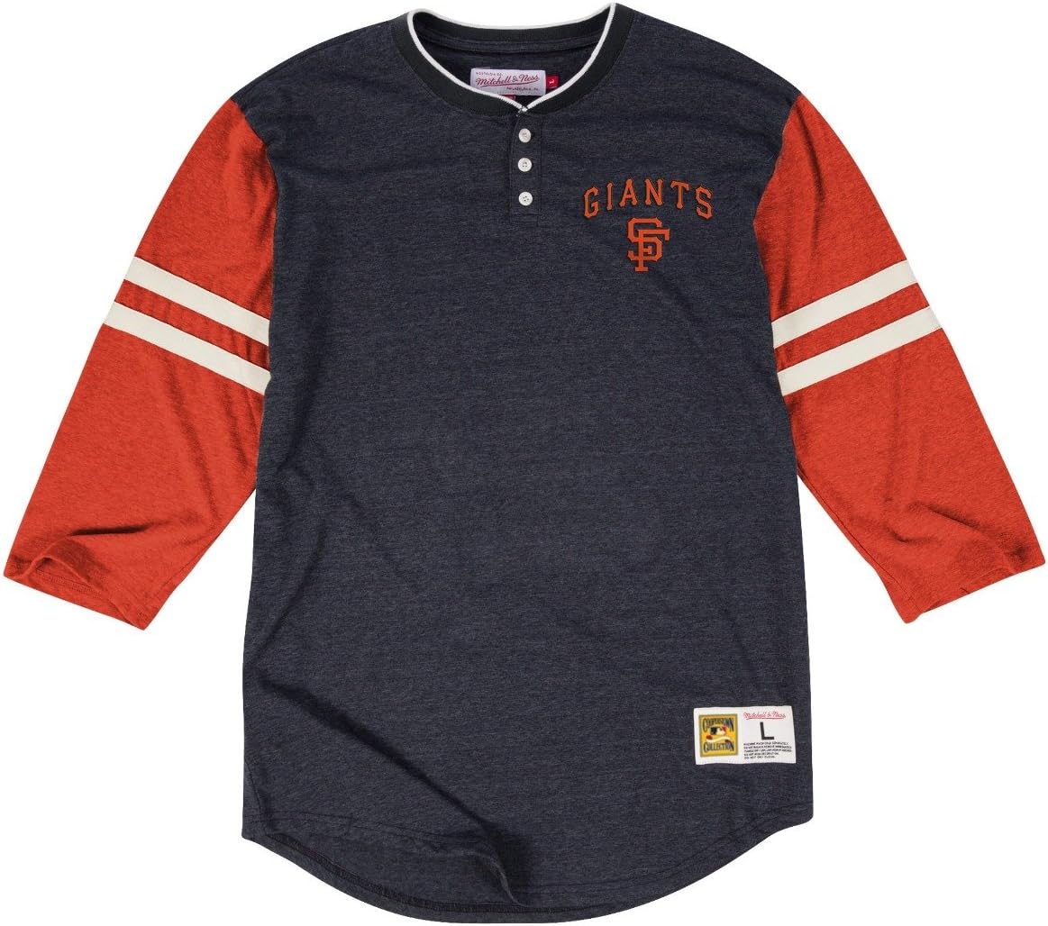 Mitchell & Ness San Francisco Giants "Home Stretch" T-Shirt - MLB 3/4 Sleeve Henley Shirt