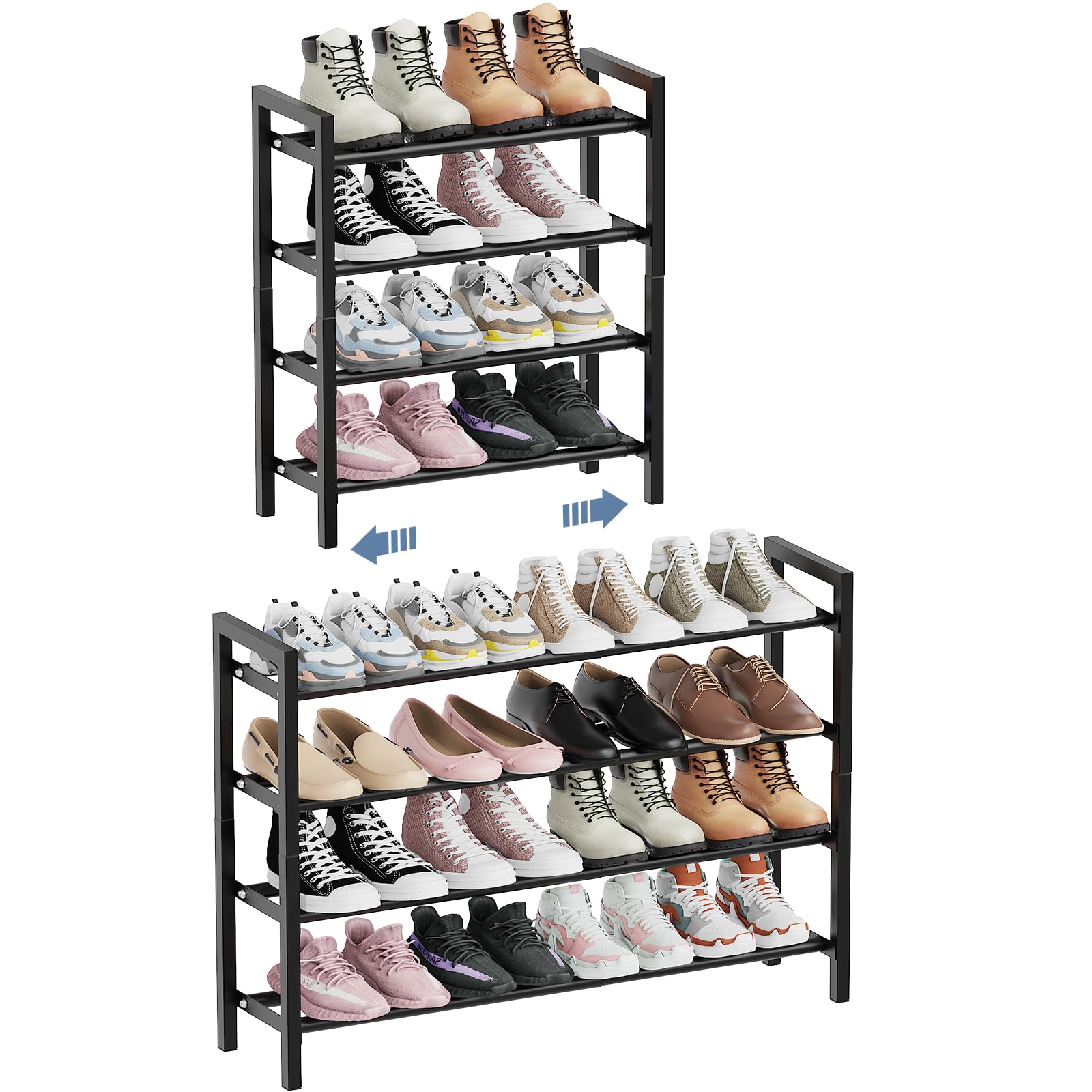 Mavivegue Expandable Shoe Rack, 4-Tier Shoe Organizer for Closet ...