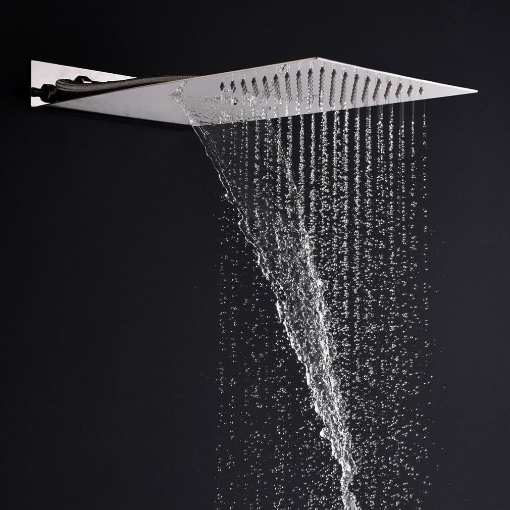 Kaphome Bathroom Waterfall Shower Head,Wall Mount Fixed Stainless Steel