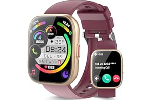 AYCY Smart Watch for Men Women Bluetooth Call, 1.85" HD Touch Screen Fitness Watch with Sleep Heart Rate Monitor, 112+ Sports Modes, IP68 Waterproof Activity Trackers for Android iOS, Burgundy