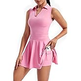 Tennis Golf Dress Workout Athletic Dresses for Women with Pockets Shorts 2 Piece Sets Outfits Cute Clothes Summer