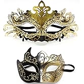 Aimeein Masquerade Masks for Couples Mardi Gras Mask with Glitter Carnival Party Props for Costume Ball and Cosplay