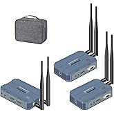 Wireless HDMI Transmitter and 2 Receivers, 4K@30HZ/2K@60HZ/1080P@60HZ,820FT/250M,Loop Out, IR Extend,Speaker,2.4G/5.8G HDMI Wireless Extender,Streaming from STB, DVD, PC,CCTV to TV,Monitor,Proj Remot