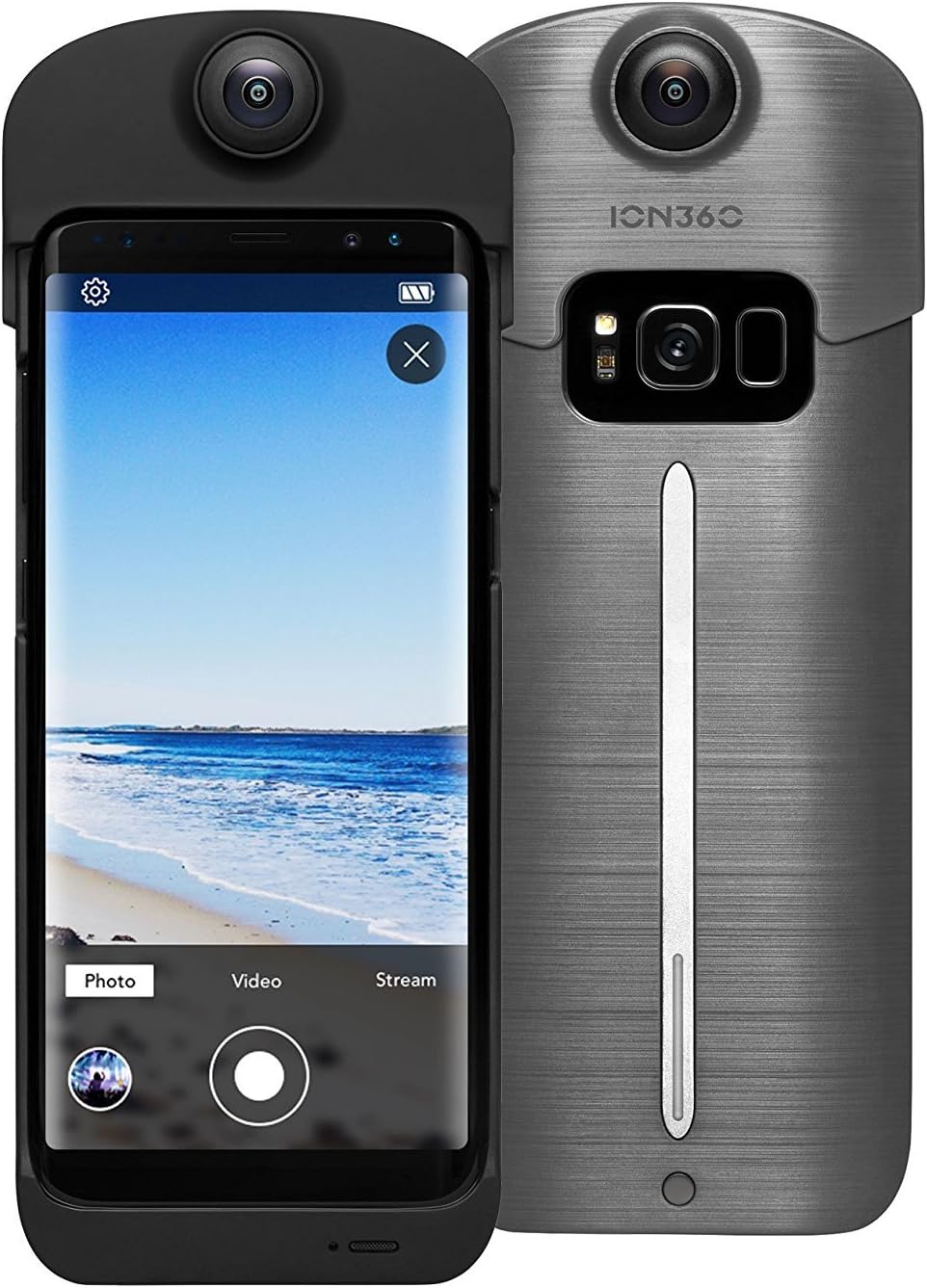 ION360 U - 4K Ultra HD 360-Degree Camera and Smartphone Charging Battery Case for Samsung Galaxy S8 Charcoal Grey