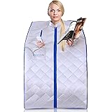 SereneLife Portable Infrared Home Spa, One Person Sauna, Heating Foot Pad and Chair, Silver (SLISAU10SL)