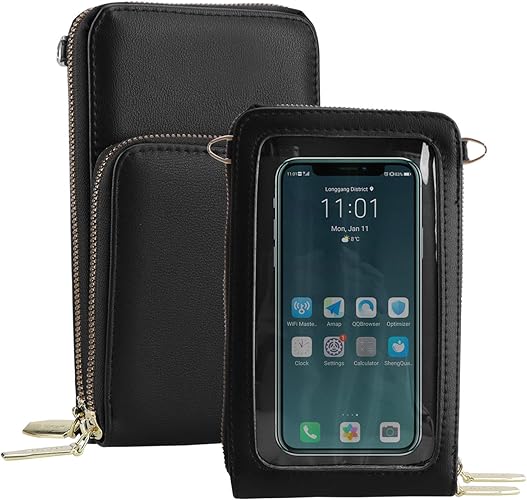 IWILL Crossbody Mobile Phone Bag Clear Transparent Window Touch Screen