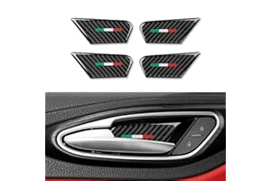 HENGYUESHANG 4PCS Car Inner Door Bowl Cover Trim Carbon Fiber Sticker Decal fits for Alfa Romeo Giulia Stelvio Tonale 2016 2017 2018 2019 2020 2021 2022 2023 Interior Accessories