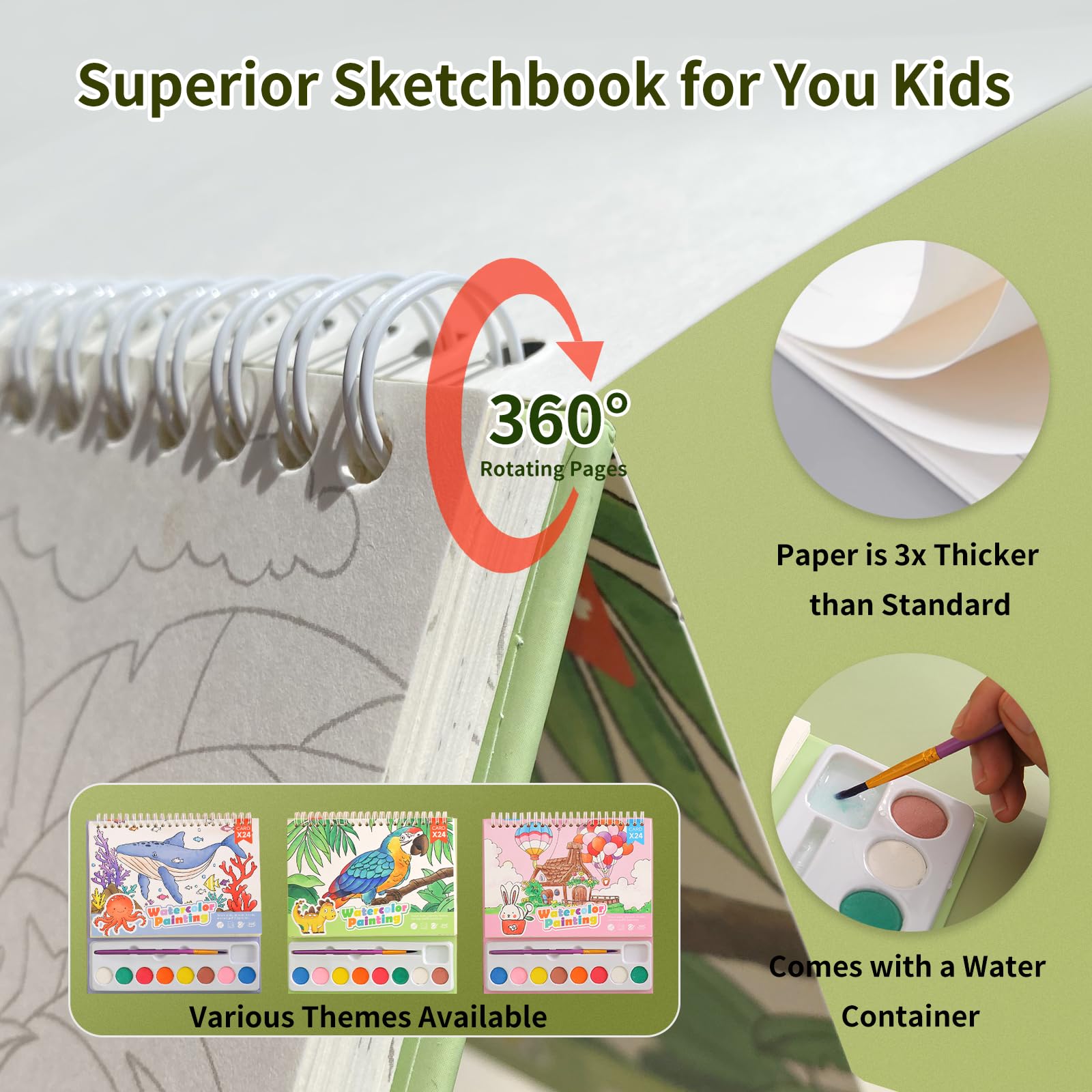 Cavnewt Watercolor Coloring Books for Kids Ages 4-8, Mess Free Watercolor Painting Book, Paint with Water Books for Toddlers, Travel Activities Arts Party Favors Birthday Gifts for Kids Girls & Boys