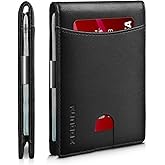 RUNBOX Slim Money Clip Wallets for Men RFID Blocking 11 Card Holder Minimalist Small Leather Bifold Men's Front Pocket Wallet Gift Box