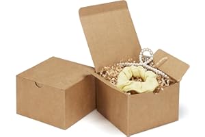 Eupako Brown Gift Boxes 5x5x3.5 25 Pack Kraft Paper Gift Boxes with Lids for Gifts, Crafting, Wedding, Birthday, Party, Cupcake