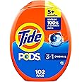 Tide PODS laundry detergent pacs, 3-in-1 Stain Remover, Odor Fighter, Color Protector, 102 Count, HE compatible, Original Scent