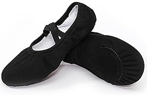 CHAOSLOOK Canvas Ballet Dance Shoes Girls Womens Ballet Shoes Stretch Split Sole for Perform Dance Yoga