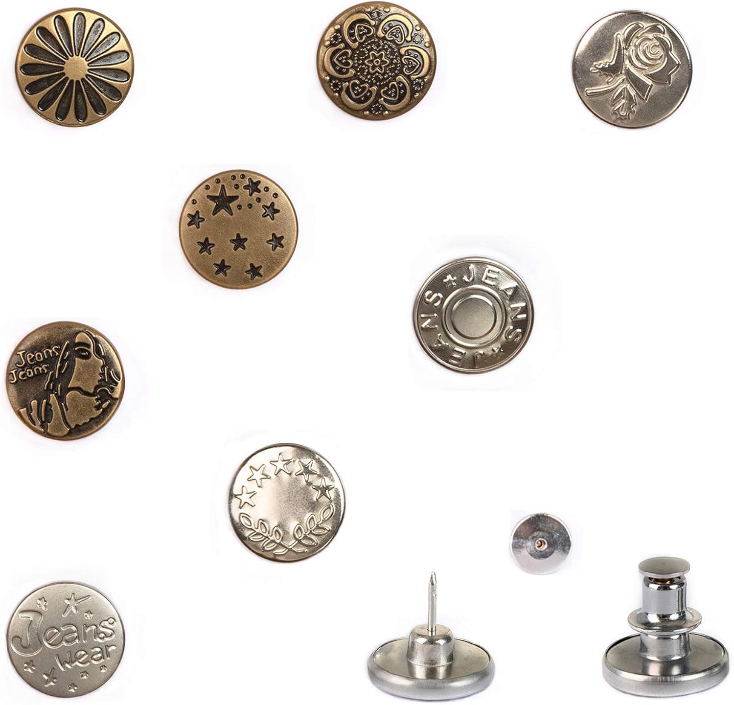 Button for Jeans 8 Sets,17mm Ajustable Button for Jeans