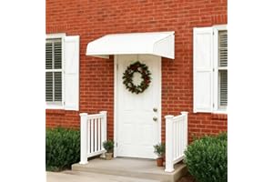 Kozyard Window Awning W48 xD40 with 2Sidewings, Aluminum Frame with Impact-Resistant PVC Panels, Shade Angle Set During Installation, Rain, Snow & UV Protection Door Canopy