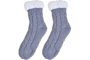 Yookat 1 Pairs Slipper Socks for Women Cozy Grippy Socks with Grippers Non Slip Sherpa Lined Slipper Socks ﻿