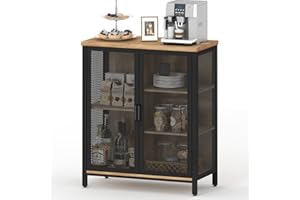 BON AUGURE Coffee Bar Cabinet with Storage for Home Kitchen, Rustic Liquor Cabinet for Entryway, Small Industrial Buffet Side