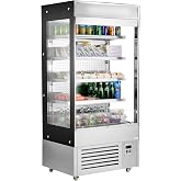 VEVOR Open Air Merchandiser, 4-Tier Shelving Commercial Refrigerator, Grab and Go Display Cooler Refrigerator with Air Curtain, LED Advertising Light, Fits for Restaurants, Stores, Office, 18.4cu.ft.