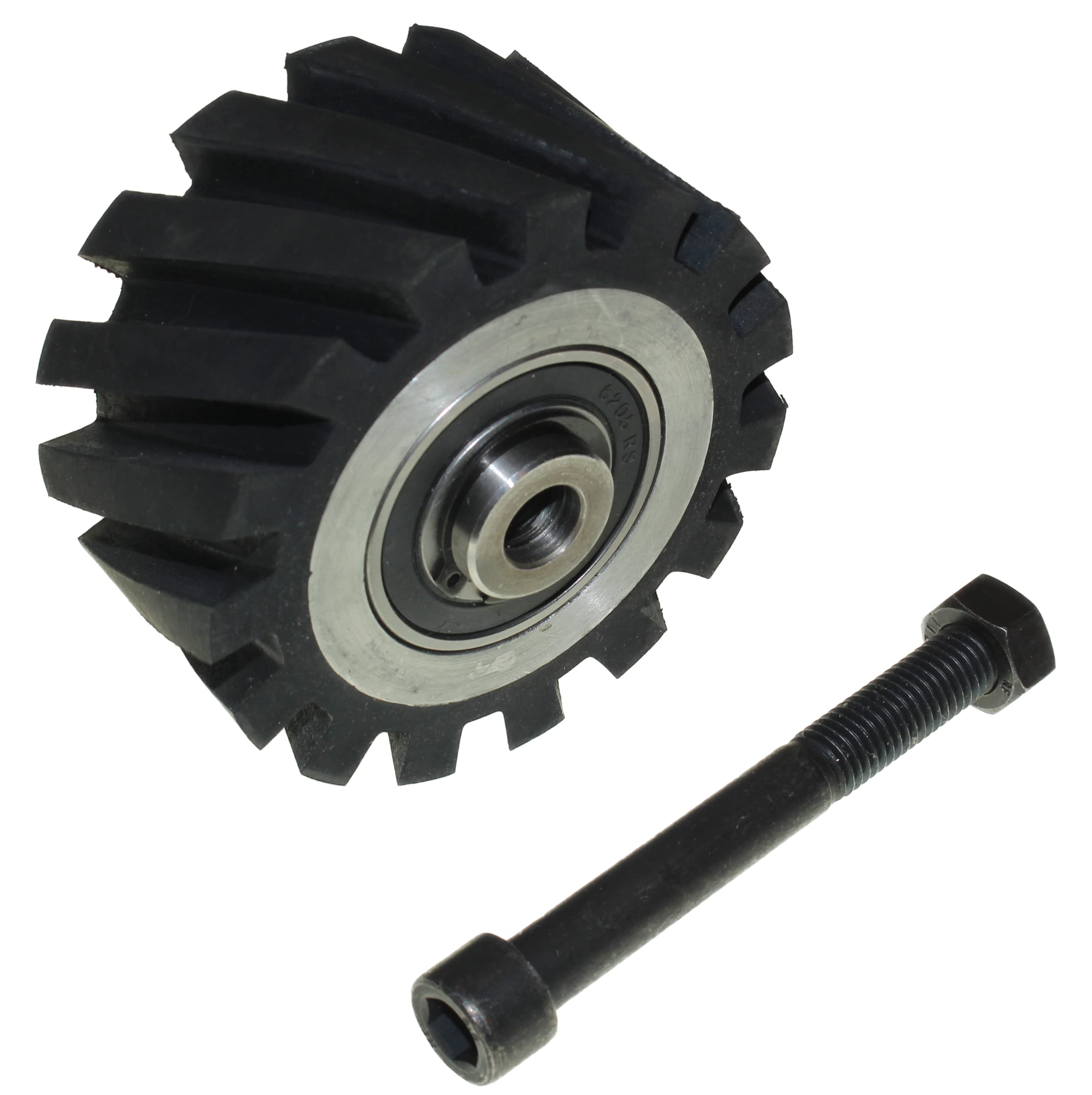 100 x 50 mm Rubber Contact Wheel Belt Grinder Tooth Surface Aluminium Core with 12 mm Shaft Ready for Assembly
