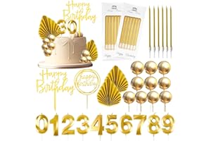 Gold Birthday Candles, Tyotrbs Happy Birthday Candle For Cake birthday candles Numbers Birthday Candles DIY Cake Decor for Men Women Wedding Anniversary