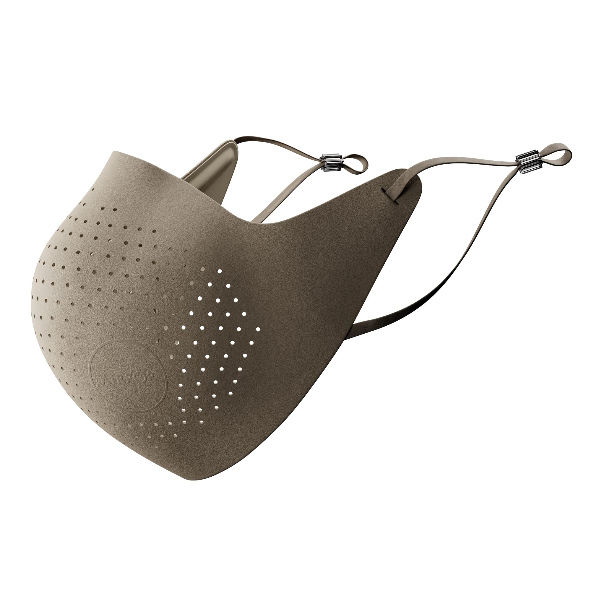 AIRPOP Original Reusable Face Mask, 4 Replacement Filters Included, Multi Layer Face Covering, Contoured Fit, Folding Adjustable Mask with Carry Bag, Washable Adult Face Mask, Beige