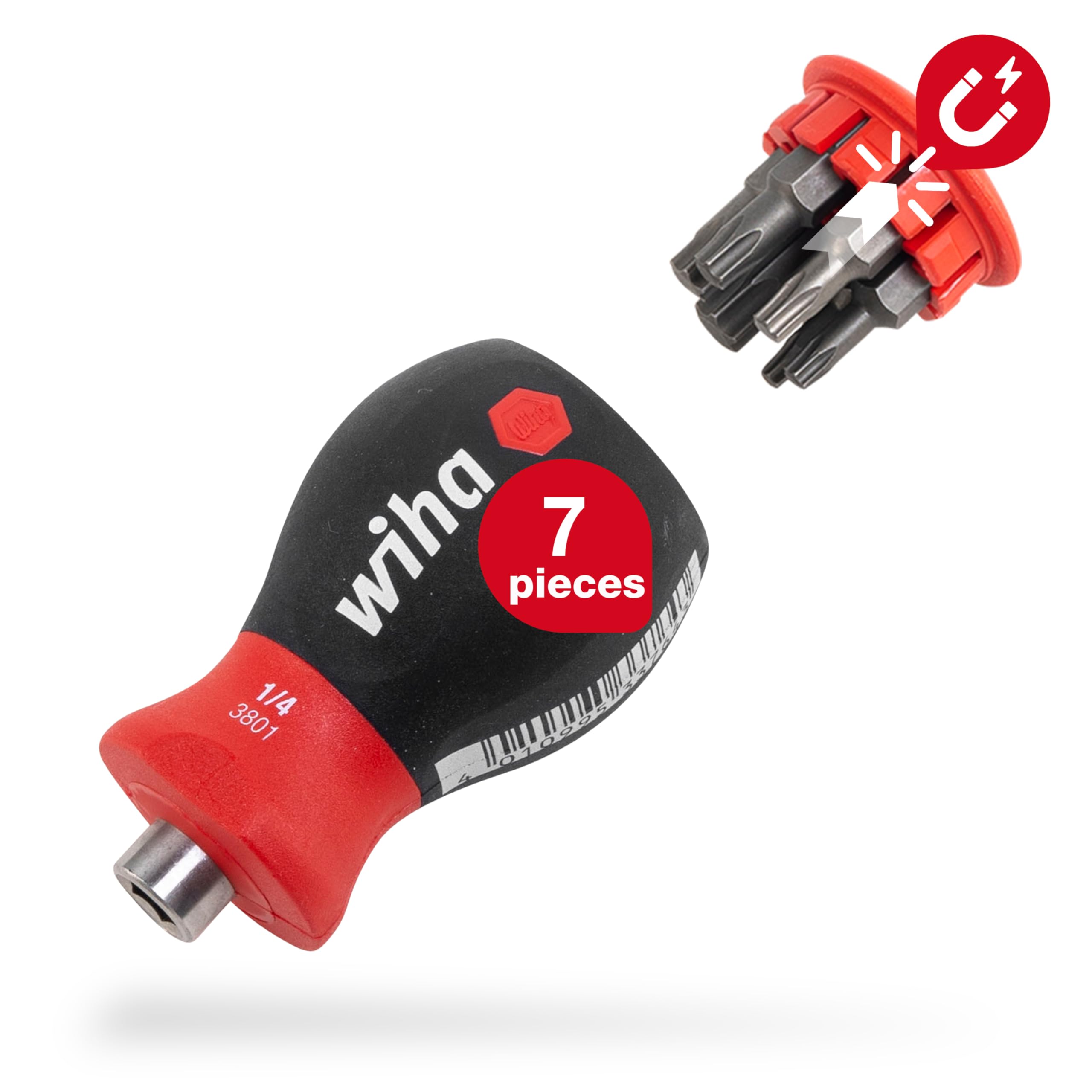 Wiha SB 3801-03 Stubby 1/4'', Red, (33744)