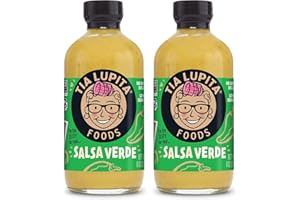 Tia Lupita Salsa Verde Hot Sauce 8 Oz (Pack of 2) Flavorful Heat, Mild to Medium Spice - Gluten-Free, Non-GMO, Sugar Free, Low Sodium, Keto, No Carbs - Made with Tomatillos and Green Jalapenos