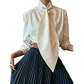 UOOZEE Women's Long Sleeve Button Down Tie Neck Blouse Dressy Casual Formal Office Work Shirt Tops