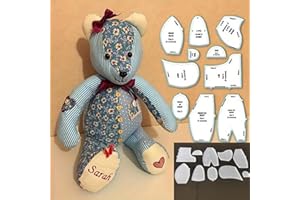 YICBOR Memory Bear Sewing Templates Set, 10Pcs Durable Acrylic Teddy Bear Sewing Patterns & Templates with Detailed Instructi