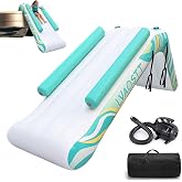 LVAOSTT Inflatable Pontoon Slide for Most Pontoon Boats, 118" x 32" x 47" | Heavy Duty Boat Waterfall Water Slide with Air Pump, Portable Summer Lake Float Slide for Adults &amp; Teens, Boat Accessory