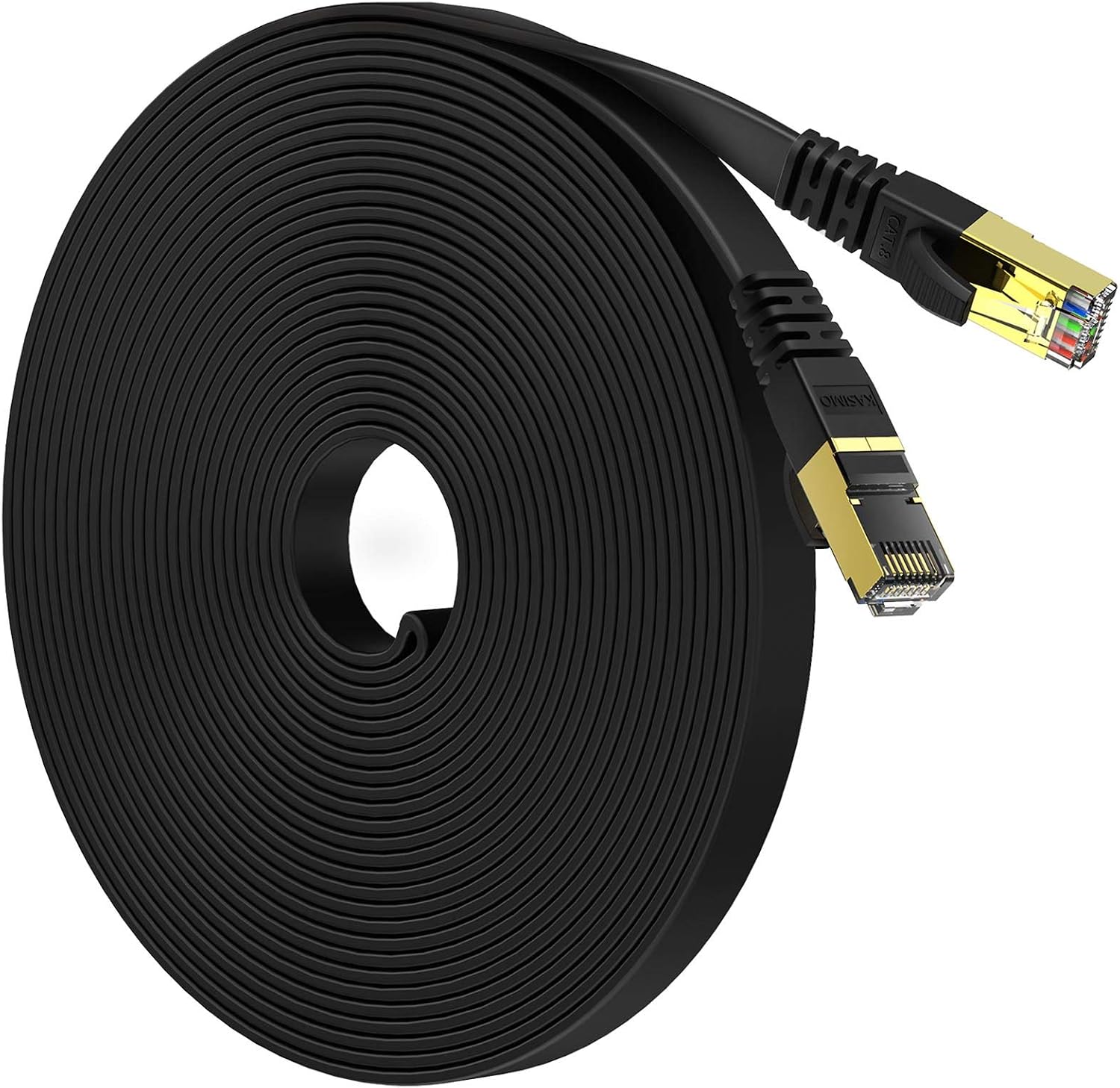 KASIMO Cat 8 Flat Ethernet Cable 2M Cat8 Internet LAN Cable 40Gbps 2000MHz High Speed Network Patch Cable SSTP Ethernet Cord with RJ45 Connector for Router Modem Switch Gaming Xbox