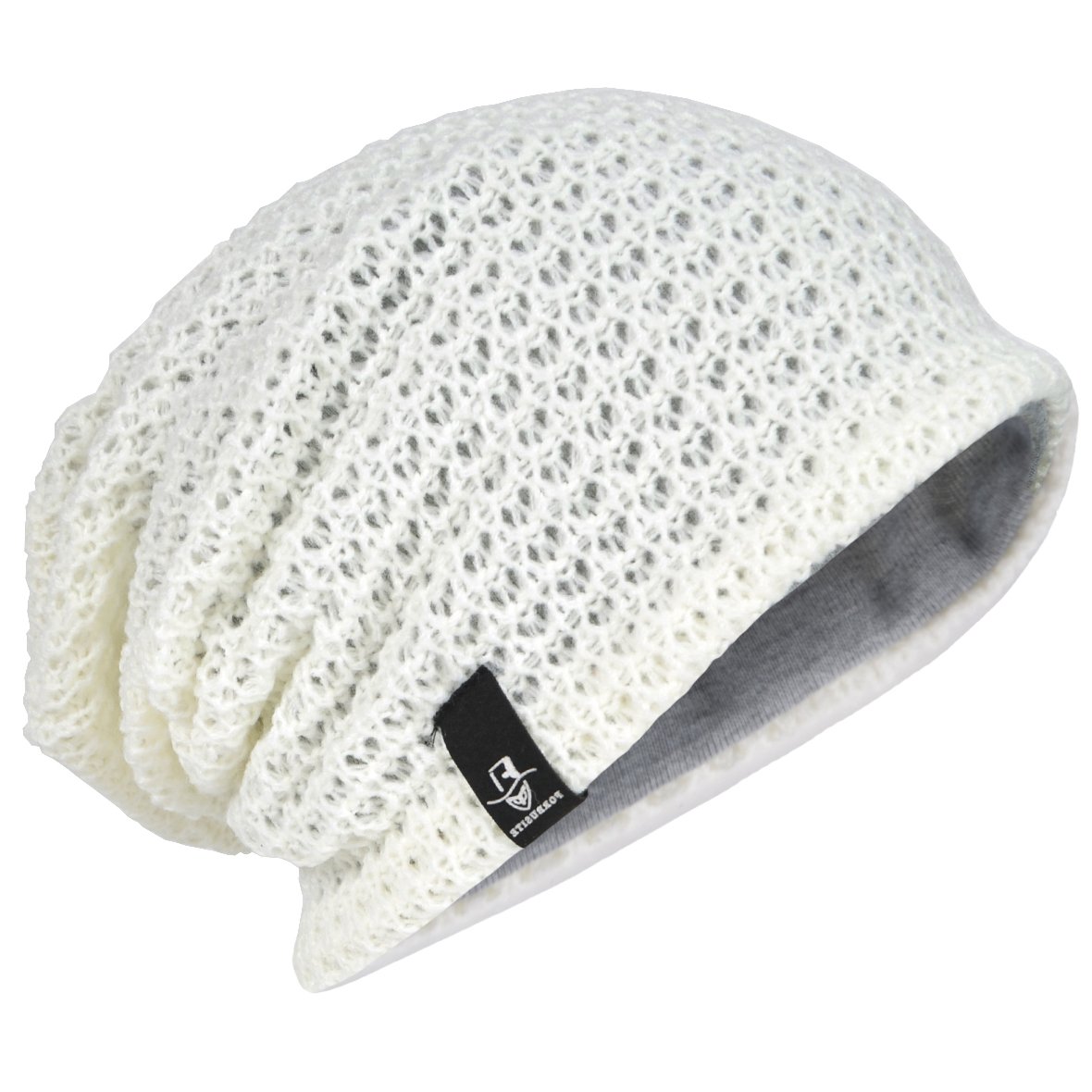 Men Oversize Beanie Slouch Skull Knit Large Baggy Cap Ski Hat B08 (Cream)