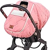 Winter Carseat Cover for Baby,Waterproof Baby Car Seat Cover Compatible with Doona Car Seat and Stroller,Cold Weather Warm Car Seat Covers for Babies, Keeps Babies Warm and Cozy (Pink)