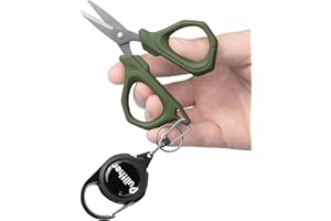 Pullther fishing 4.6"Fishing Scissors,Fishing Line Cutter for Braided Fishing Line,Fishing Gear with Tool Retractor,Non-Slip Grip Small Scissors for Saltwater & Freshwater