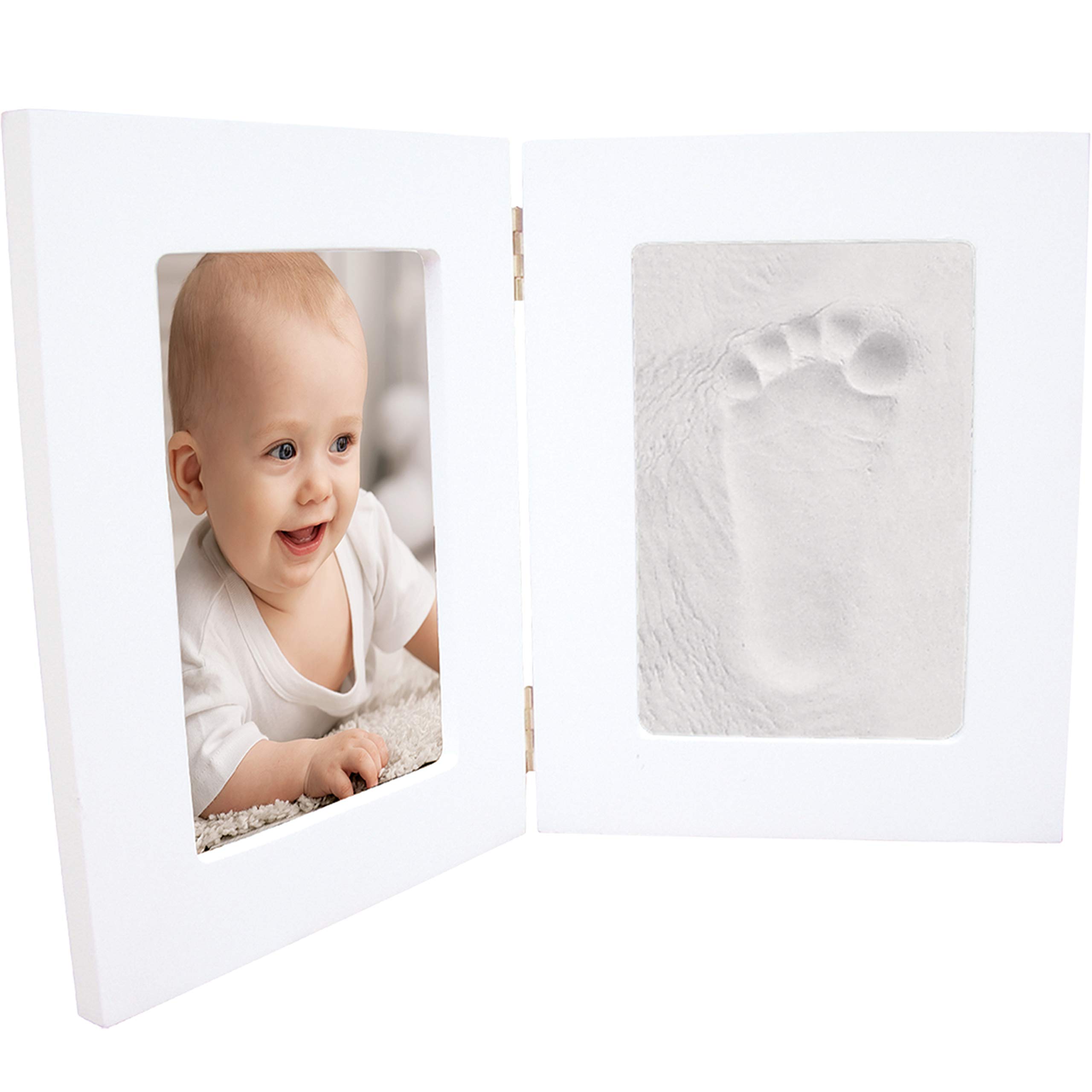 Dooky Happy Hands Large Double Frame Hand Footprints Set for Baby Handprints (Dimensions: 19 x 24.5 cm, Easy to Handle, Includes Skin-Friendly Modelling Clay) - White