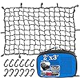 2’x3’ Bungee Cargo Net Stretches to 4'x6' for Truck Bed,Pickup Bed,Trailer,Motorcycle and Bike with 6 Adjustable Hooks Heavy Duty 5mm 2”x2” Mesh Holds Small and Large Loads by Cenipar
