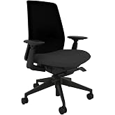 Haworth Soji Ergonomic Office Chair with Mesh Back &amp; Lumbar, Carbon | Home Office Computer Desk Chair with Seat Height Adjustment, Flexible Mesh Back, Hard Casters &amp; Lumbar Support