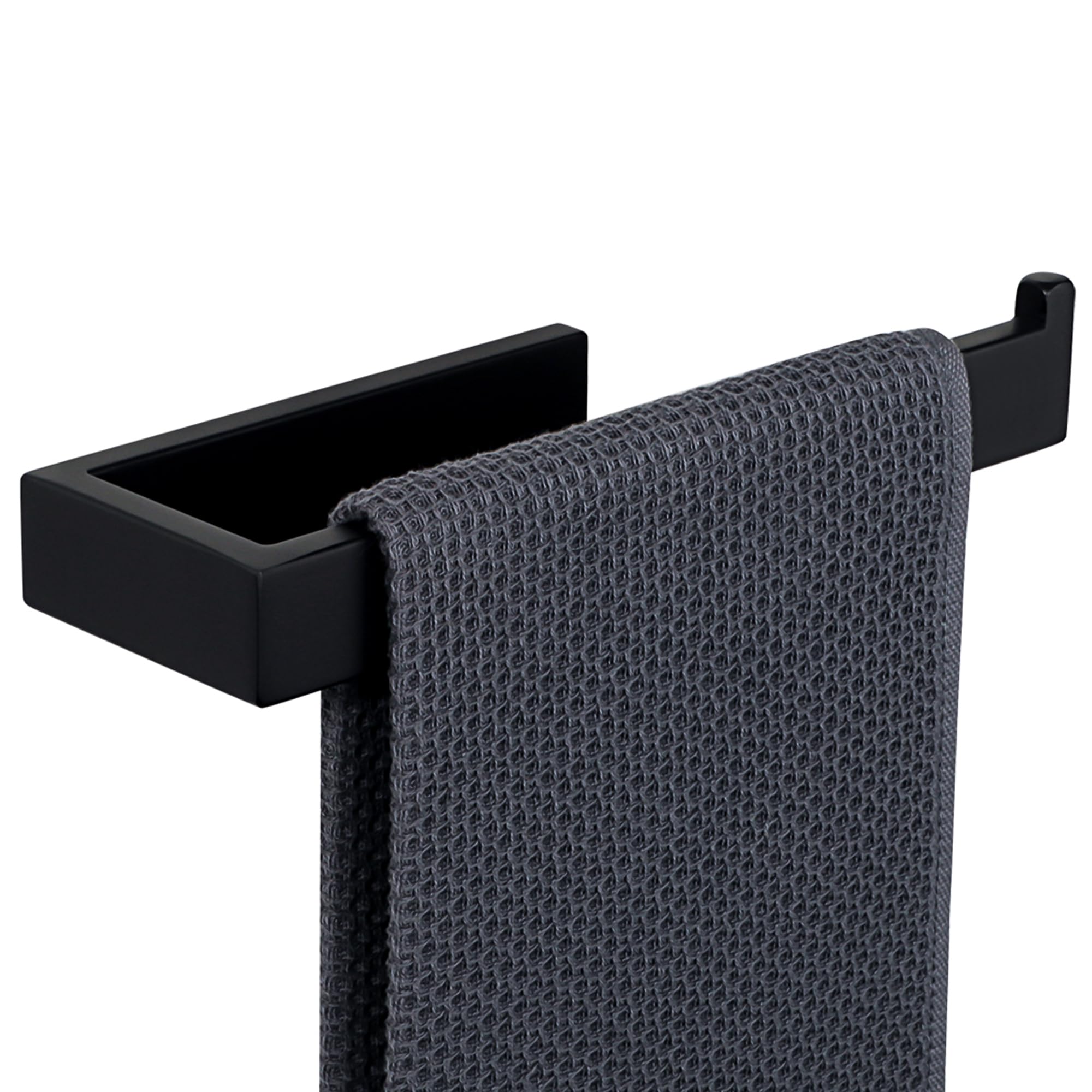 Sayayo Hand Towel Holder 24CM Towel Rail Wall Mounted, SUS304 Stainless Steel Black Towel Ring for Bathroom Kitchen, with Drilling