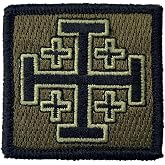 Jerusalem Cross - 2" x 2" Tactical Morale Patch - Olive Drab