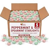 Starlight Mints, 5 lb Bulk, Christmas Peppermint and Spearmint Hard Candy | Red and Green Candies, Individually wrapped refreshing treats for offices, hospitality venues, reception desks, guest rooms