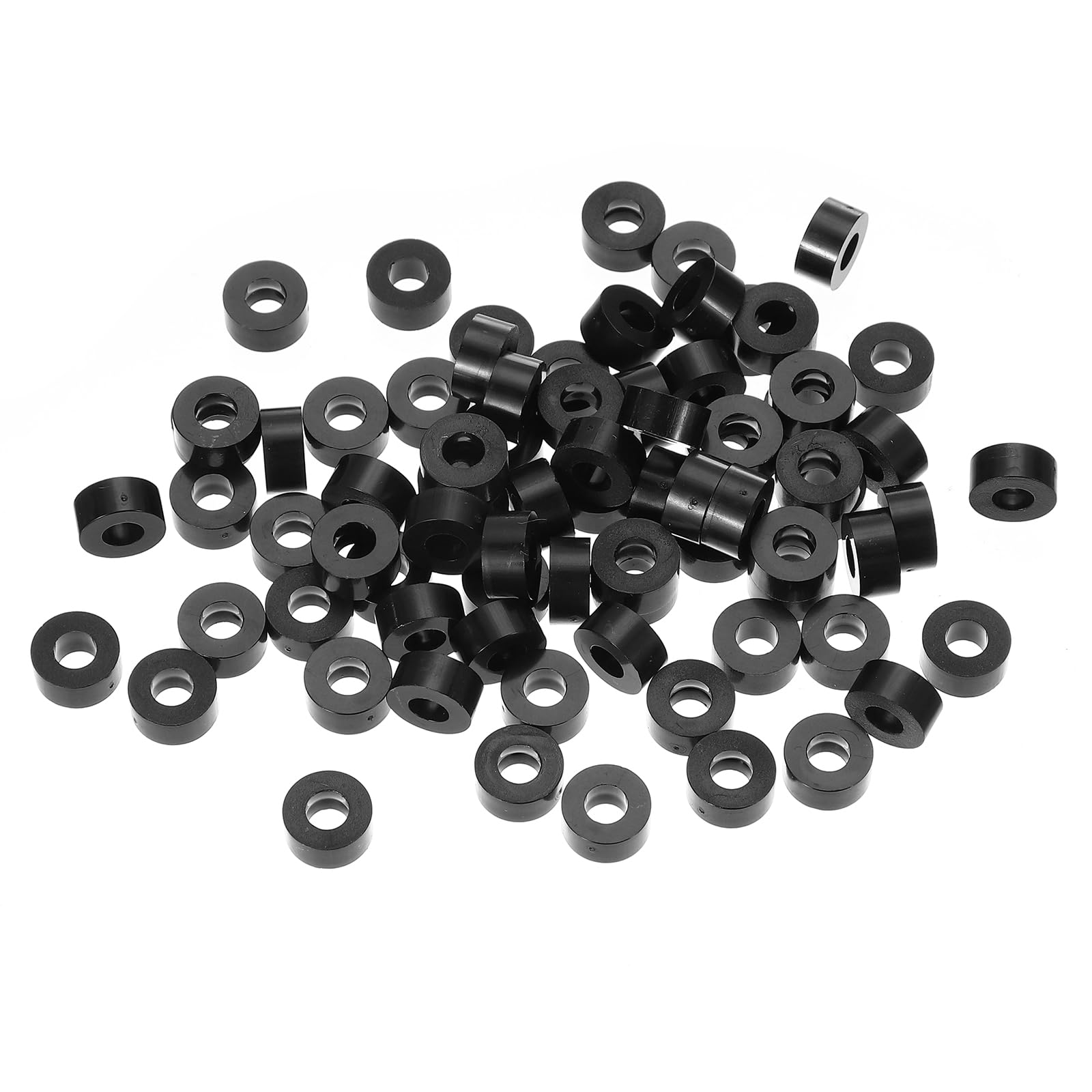 PATIKIL M5 Black ABS ID 5.2mm,OD 11mm,Length 5mm, Nylon Round Spacer Washers, 120Pcs Plastic Standoff Rubber Nut Unthreaded for M5 Screws Electrical Outlet Switch Receptacle