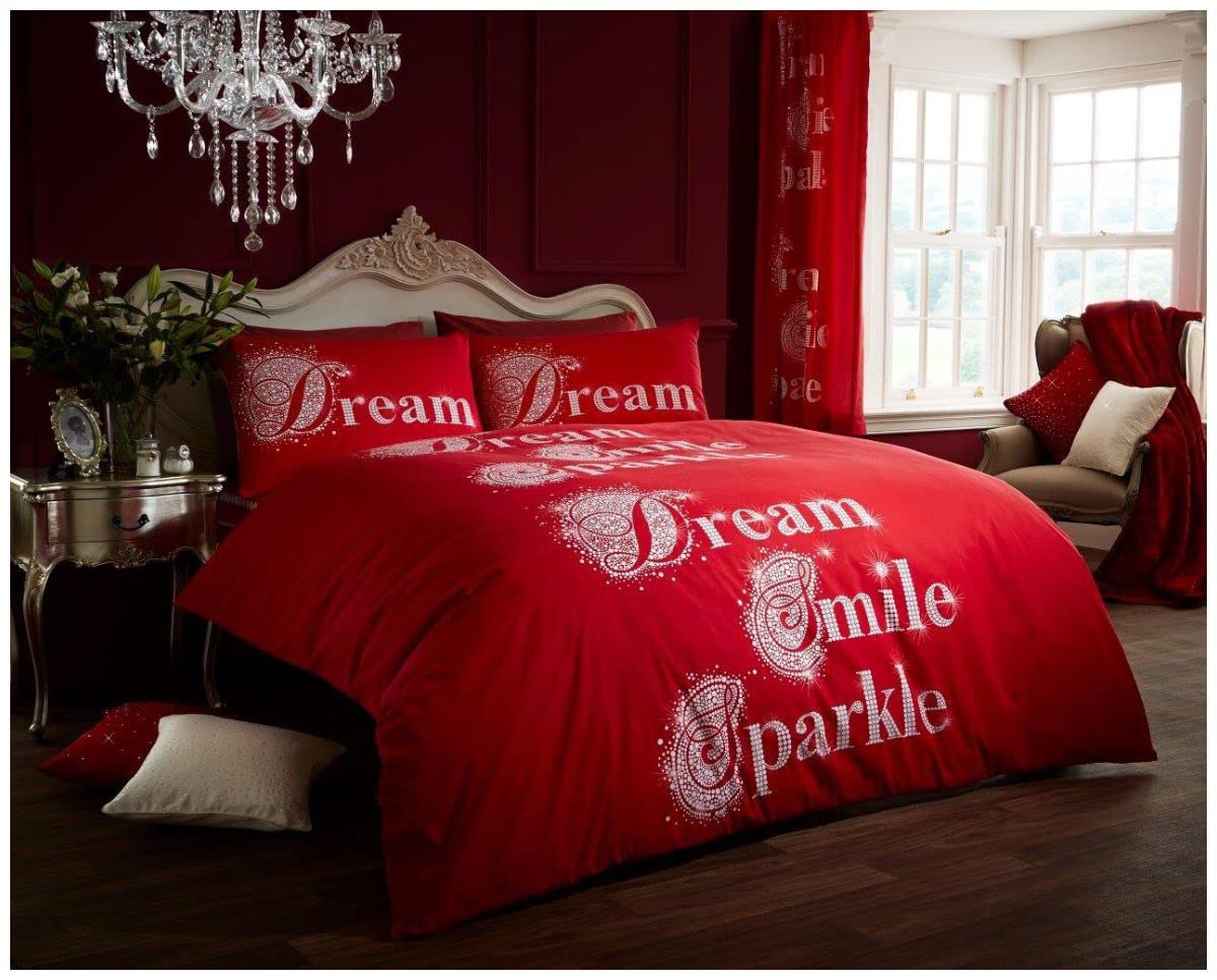Gaveno Cavailia Luxurious SPARKLE Bed Set with Duvet Cover and Pillow Case, Polyester-Cotton, Red, Super-King 11098461