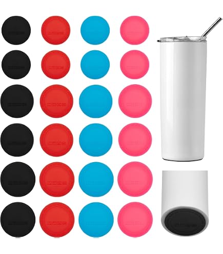 20-Pack Rubber Bottom Pads For Tumblers - 55mm Non-Slip Coasters For Cups & Water Bottles