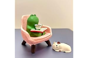 Gwindrise Mini Frog Trinkets and Cat Figurines - Tiny Frog Figurine with Pink Sofa for Office Desk Decor, Funny Gifts for Women, Cute Miniature Frog Figurine Gift for Frog Lovers, Fairy Garden Decor