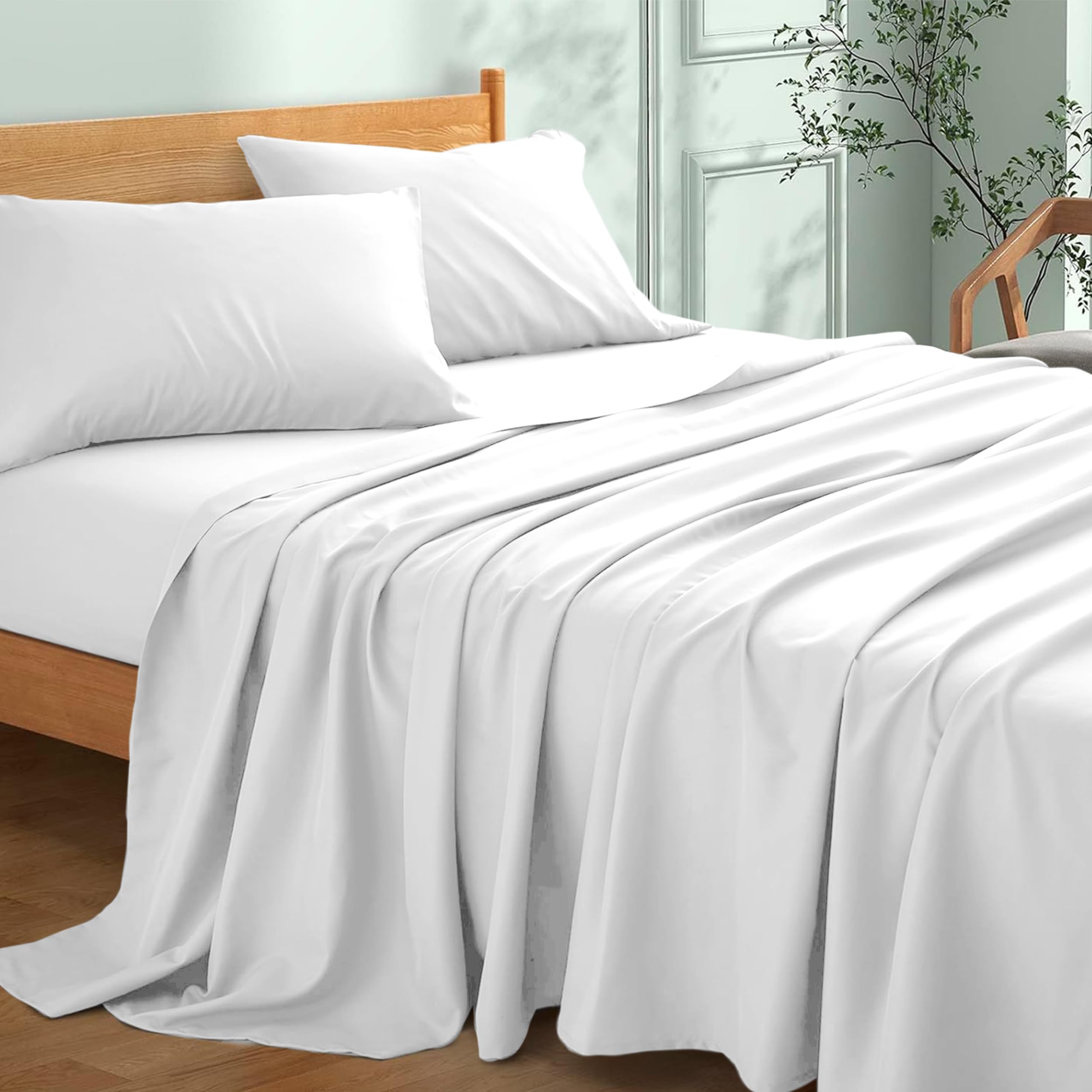 My Home Store Premium Soft Flat White Sheet 100% Egyptian Cotton 300TC Hotel Quality Easy Care Flat Bed Sheets Fade Resistant Bedding (Super King (275 x 310cm))