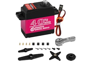 BEFFKKIP 40KG High Torque RC Servo Digital Servo Full Metal Gear Waterproof with 25T Servo Horn Compatible with 1/8, 1/10, 1/12 RC Car Crawler Robot Control Angle 180°