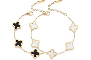 TICVRSS 18K Gold Plated Clover Lucky Bracelet for Women Four leaf Bracelets Cute Colorful Bracelets Jewelry Gifts Trendy for Women