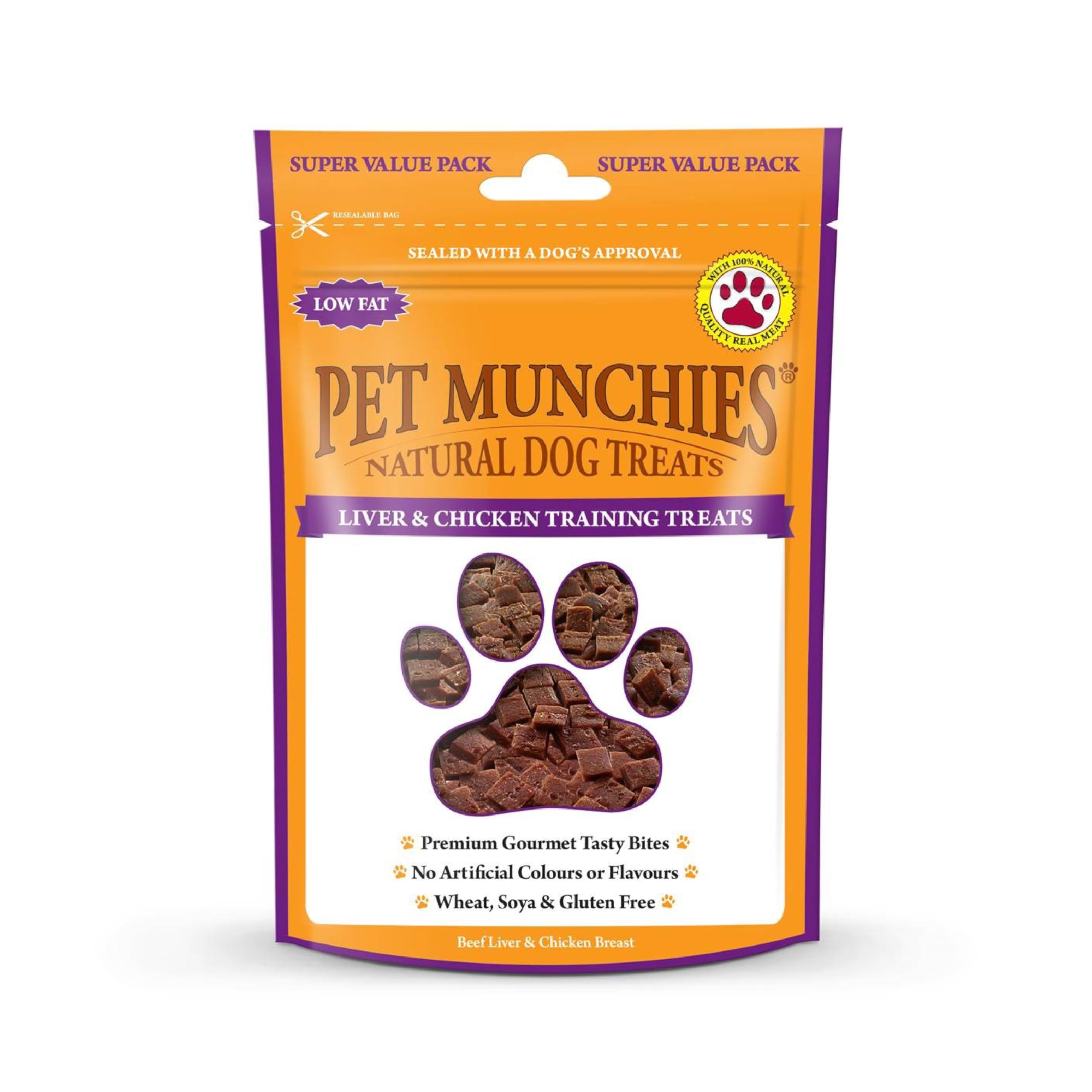 Pet Munchies Liver and Chicken Dog Training Treats, Grain Free Tasty Bites with Natural Real Meat, Low in Fat and High in Protein 150g