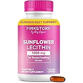 Pink Stork Sunflower Lecithin Supplement - 1200 mg for Clogged Milk Ducts - Breastfeeding Essentials for Postpartum Moms - Supports Breast Milk Flow - 60 Softgels