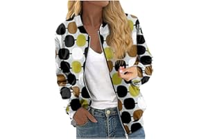 AAZJSS Women's Casual Bomber Jacket Lightweight Windbreaker Jackets Long Sleeve Windproof Spring Fall Jackets with Pockets
