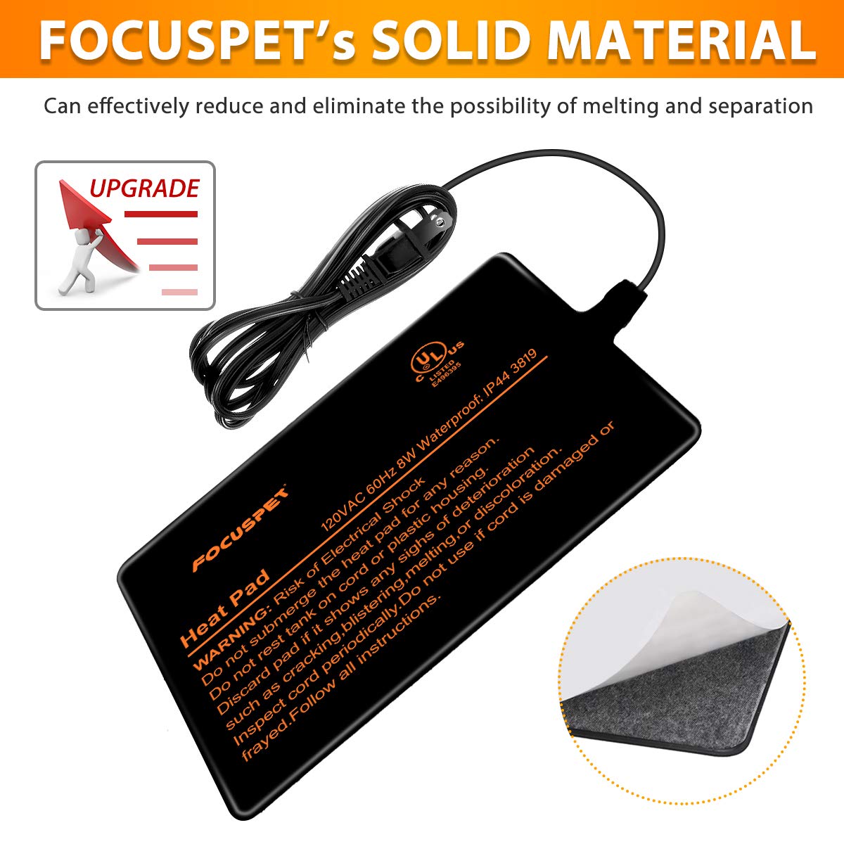 Focuspet Under Tank Heater, Reptile Heating Pad 6''x 8'' Waterproof UTH